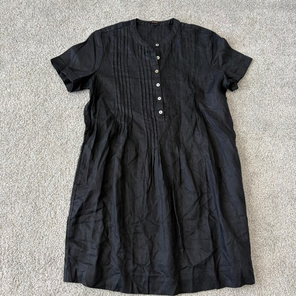 Quince Dresses & Skirts - Quince European Linen Short Sleeve Swing Dress Black Size Large Beach Vacation